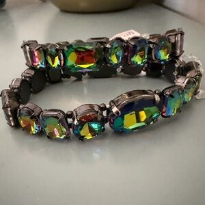 NWT Multicolor Glitzy Glam Crystal stretch Rhinestone Bracelet set